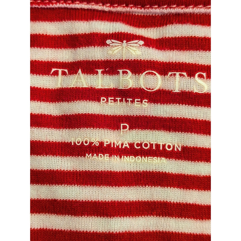 Talbots Petites Red White Striped Sequin Seahorse Nautical TShirt‎ Size P - Picture 3 of 8